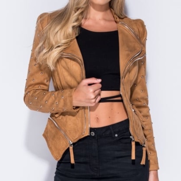 Parisian Works Jackets & Blazers - Suedette Zipper Biker Jacket